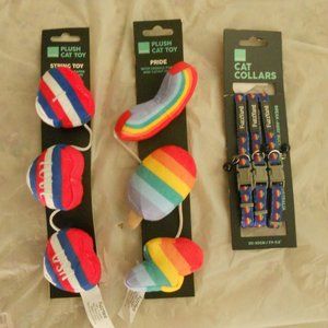 HP🎉 3pc FuzzYard Cat Pride/RWB 2 toys 3 collars nib